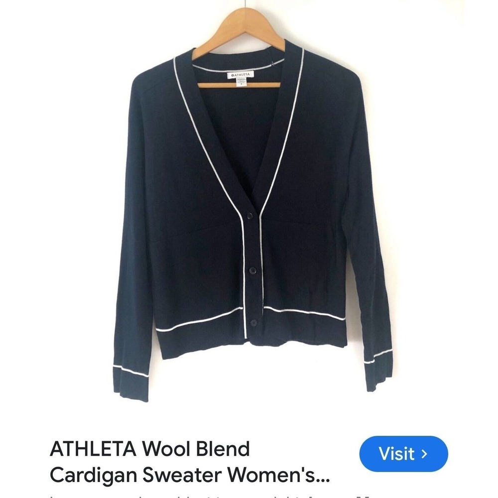 Cardigan by Althea navy with white piping XL